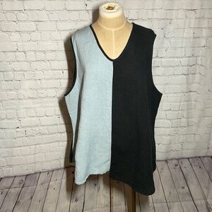 KHANGURA Designer Linen Blue and Black Size 2x